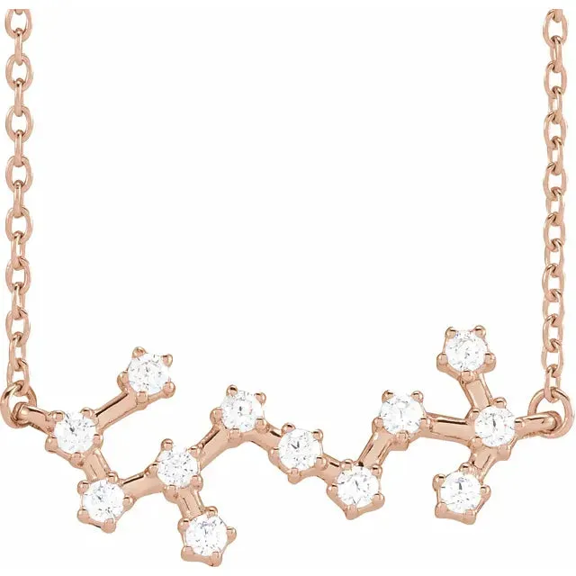 302 Fine Jewelry Necklaces Constellation Zodiac Natural Diamond Adjustable Necklace 14K Yellow White Rose Gold