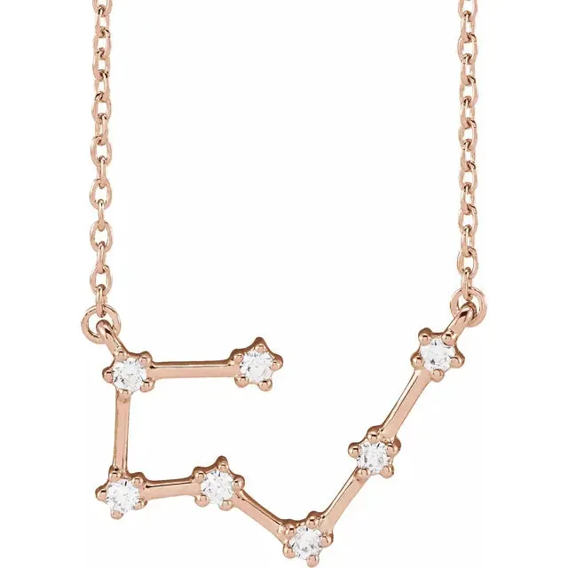 302 Fine Jewelry Necklaces Constellation Zodiac Natural Diamond Adjustable Necklace 14K Yellow White Rose Gold