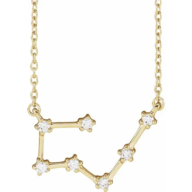 302 Fine Jewelry Necklaces Constellation Zodiac Natural Diamond Adjustable Necklace 14K Yellow White Rose Gold