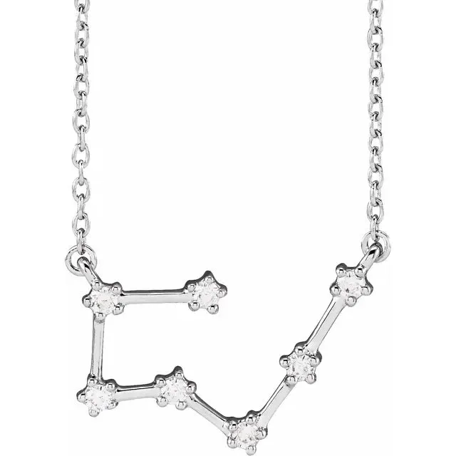 302 Fine Jewelry Necklaces Constellation Zodiac Natural Diamond Adjustable Necklace 14K Yellow White Rose Gold