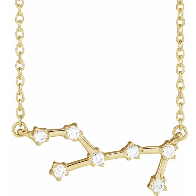 302 Fine Jewelry Necklaces Constellation Zodiac Natural Diamond Adjustable Necklace 14K Yellow White Rose Gold