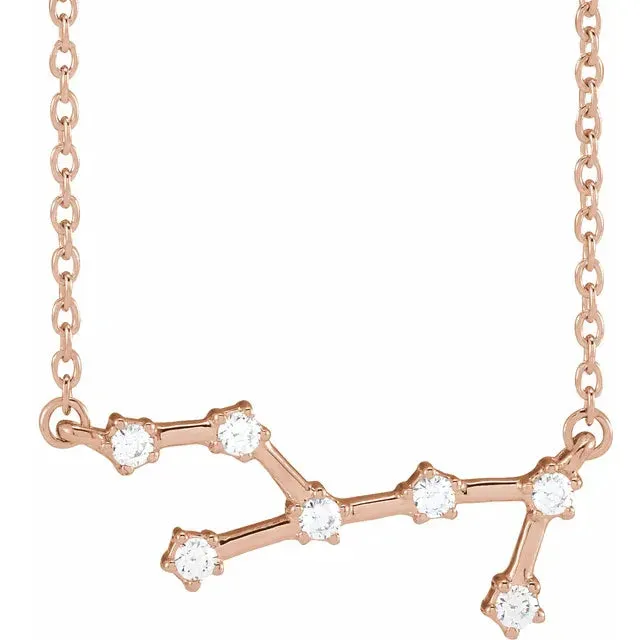 302 Fine Jewelry Necklaces Constellation Zodiac Natural Diamond Adjustable Necklace 14K Yellow White Rose Gold