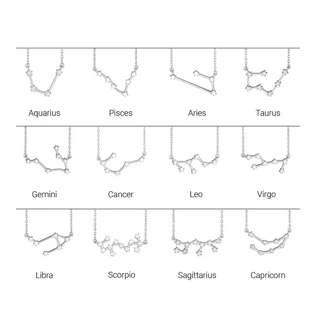 302 Fine Jewelry Necklaces Constellation Zodiac Natural Diamond Adjustable Necklace 14K Yellow White Rose Gold