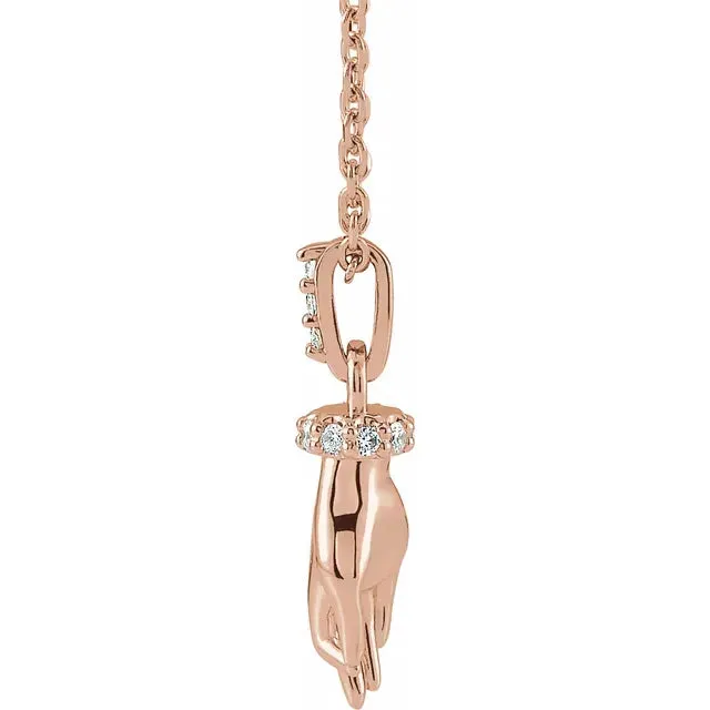 302 Fine Jewelry Necklaces Good Karma Hand of Buddha Natural Diamond Necklace or Pendant Charm 14K Rose White Yellow Gold or Silver
