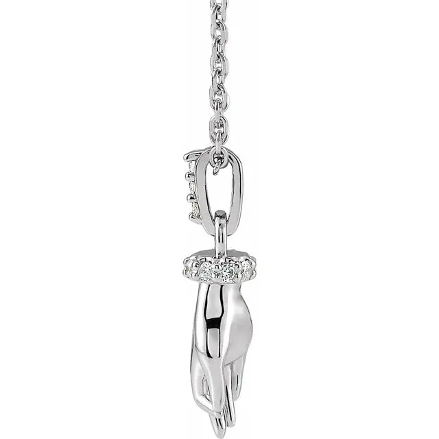 302 Fine Jewelry Necklaces Good Karma Hand of Buddha Natural Diamond Necklace or Pendant Charm 14K Rose White Yellow Gold or Silver