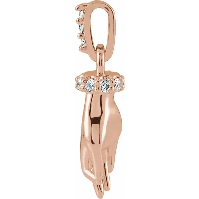 302 Fine Jewelry Necklaces Good Karma Hand of Buddha Natural Diamond Necklace or Pendant Charm 14K Rose White Yellow Gold or Silver