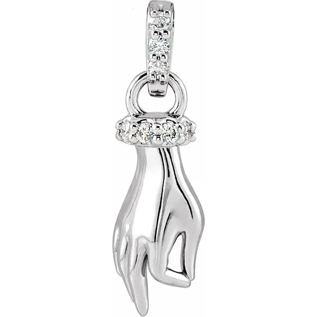 302 Fine Jewelry Necklaces Good Karma Hand of Buddha Natural Diamond Necklace or Pendant Charm 14K Rose White Yellow Gold or Silver