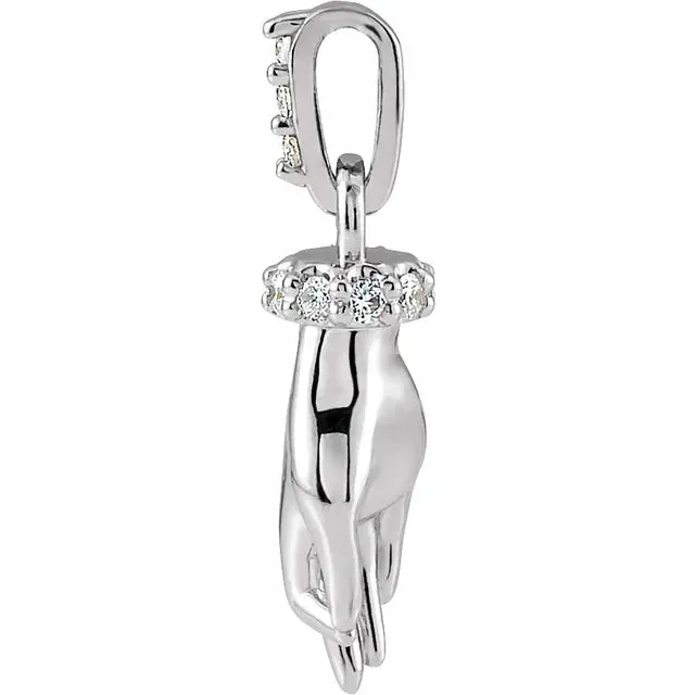 302 Fine Jewelry Necklaces Good Karma Hand of Buddha Natural Diamond Necklace or Pendant Charm 14K Rose White Yellow Gold or Silver
