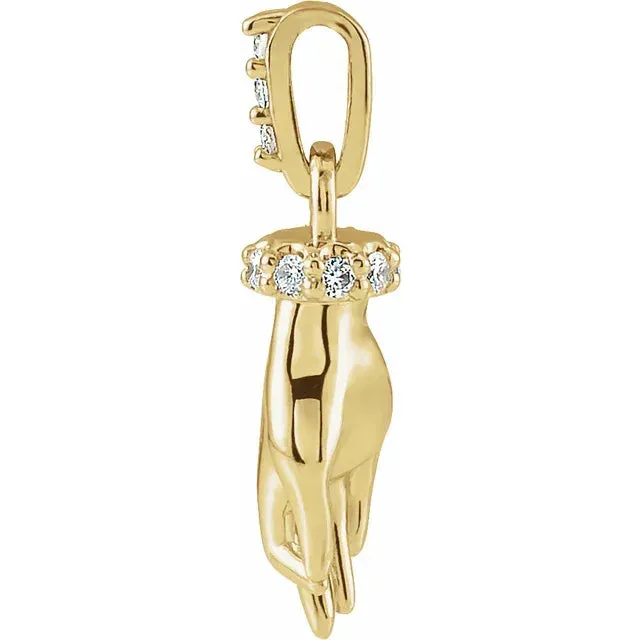 302 Fine Jewelry Necklaces Good Karma Hand of Buddha Natural Diamond Necklace or Pendant Charm 14K Rose White Yellow Gold or Silver