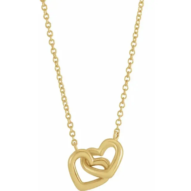 302 Fine Jewelry Necklaces Interlocking Double Heart Necklace Solid 14K Yellow White Rose Gold or Sterling Silver 302 Fine Jewelry Necklaces Interlocking Double Heart Necklace Solid 14K Yellow White Rose Gold or Sterling Silver