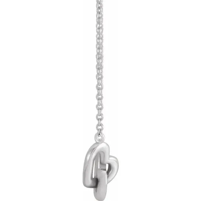 302 Fine Jewelry Necklaces Interlocking Double Heart Necklace Solid 14K Yellow White Rose Gold or Sterling Silver