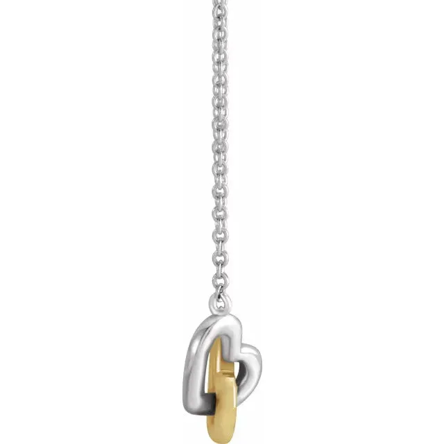 302 Fine Jewelry Necklaces Interlocking Double Heart Necklace Solid 14K Yellow White Rose Gold or Sterling Silver