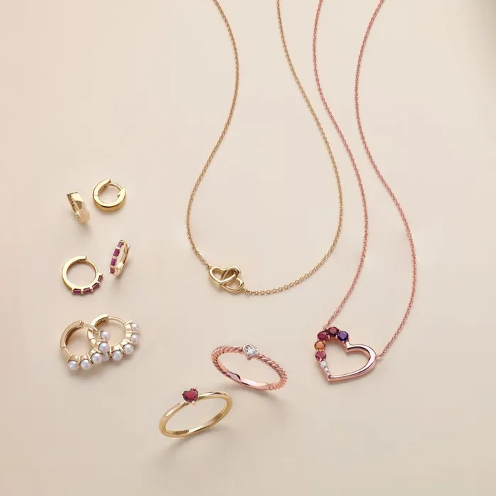 302 Fine Jewelry Necklaces Interlocking Double Heart Necklace Solid 14K Yellow White Rose Gold or Sterling Silver