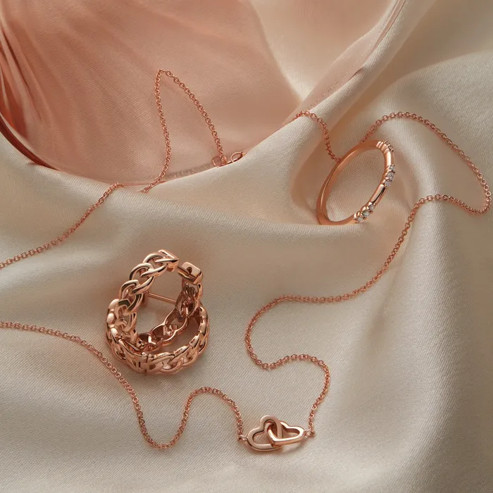 302 Fine Jewelry Necklaces Interlocking Double Heart Necklace Solid 14K Yellow White Rose Gold or Sterling Silver