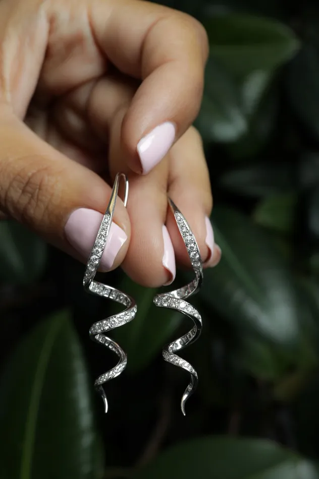 4 ctw Diamond Swirl Earrings Crown Jewels Coin Earrings