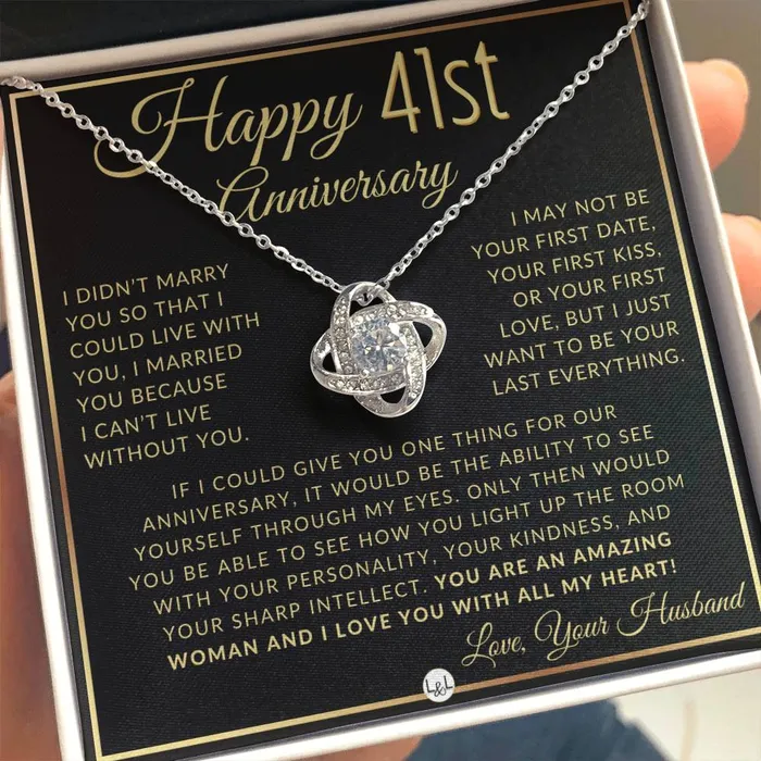 41st Anniversary Gift For Wife Beautiful Womens Pendant Necklace Heartfelt Anniversary Message For Her ShineOn Fulfillment Necklaces