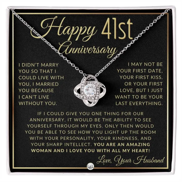 41st Anniversary Gift For Wife Beautiful Womens Pendant Necklace Heartfelt Anniversary Message For Her ShineOn Fulfillment Necklaces