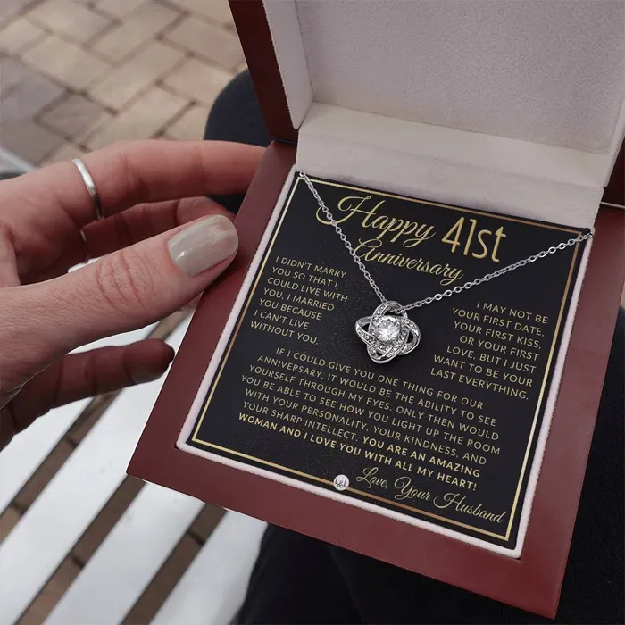 41st Anniversary Gift For Wife Beautiful Womens Pendant Necklace Heartfelt Anniversary Message For Her ShineOn Fulfillment Necklaces