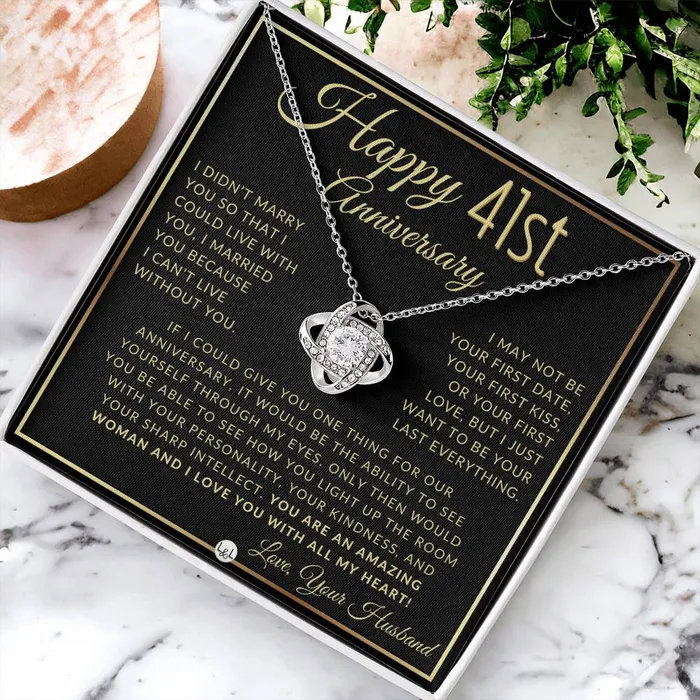 41st Anniversary Gift For Wife Beautiful Womens Pendant Necklace Heartfelt Anniversary Message For Her ShineOn Fulfillment Necklaces