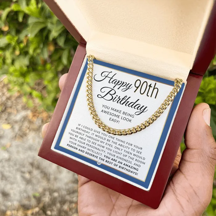 90th Birthday Gift For Him Chain Necklace For 90 Year Old Mans Birthday Great Birthday Gift For Men Jewelry For Guys ShineOn Fulfillment Necklaces