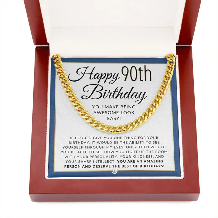 90th Birthday Gift For Him Chain Necklace For 90 Year Old Mans Birthday Great Birthday Gift For Men Jewelry For Guys ShineOn Fulfillment Necklaces