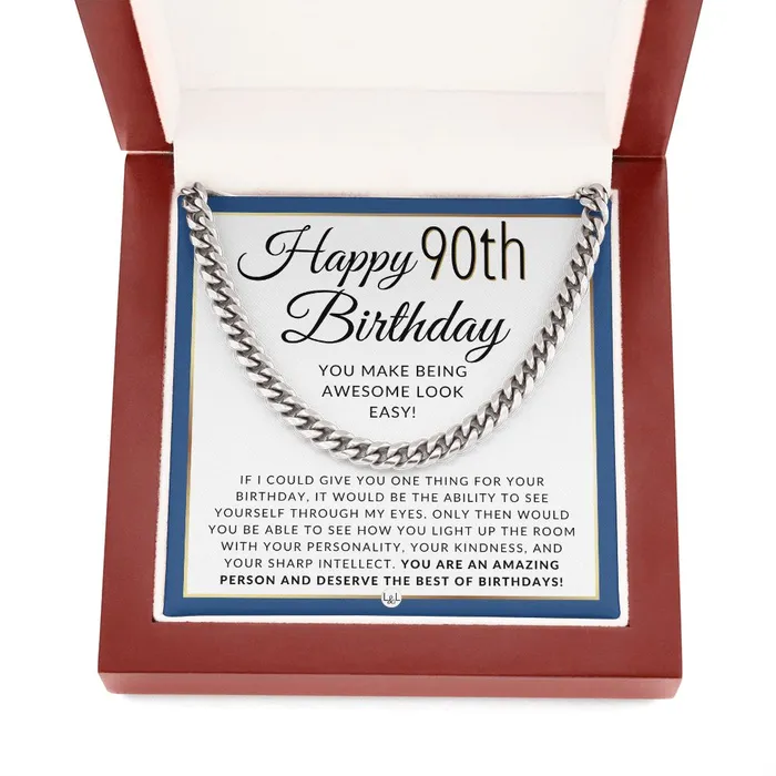 90th Birthday Gift For Him Chain Necklace For 90 Year Old Mans Birthday Great Birthday Gift For Men Jewelry For Guys ShineOn Fulfillment Necklaces