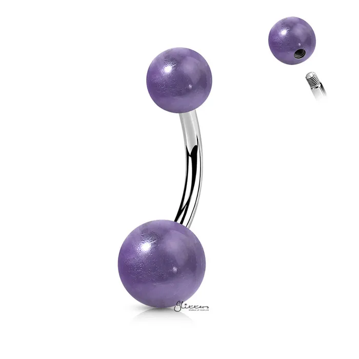 Amethyst Stone Balls Belly Button Ring Glitters Rings
