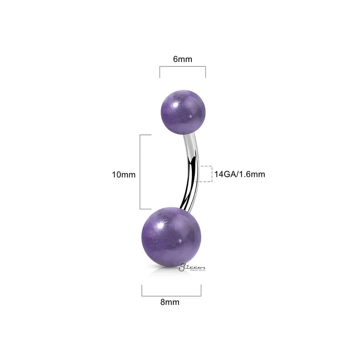 Amethyst Stone Balls Belly Button Ring Glitters Rings