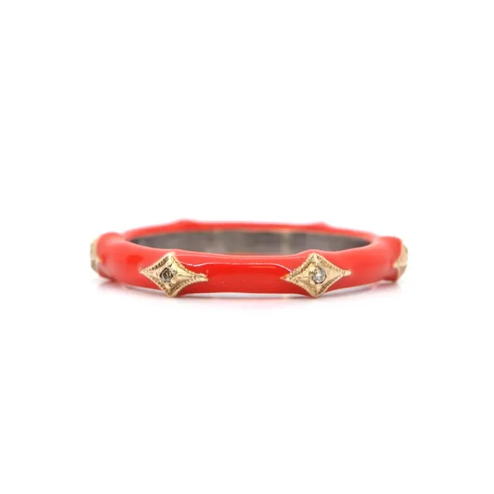 ARMENTA Red Enamel Crivelli Stack Ring Rings