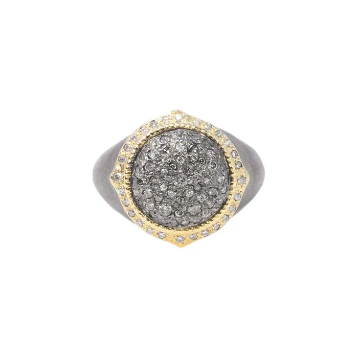 ARMENTA Rings 16mm Grey and White Diamonds Statement Ring