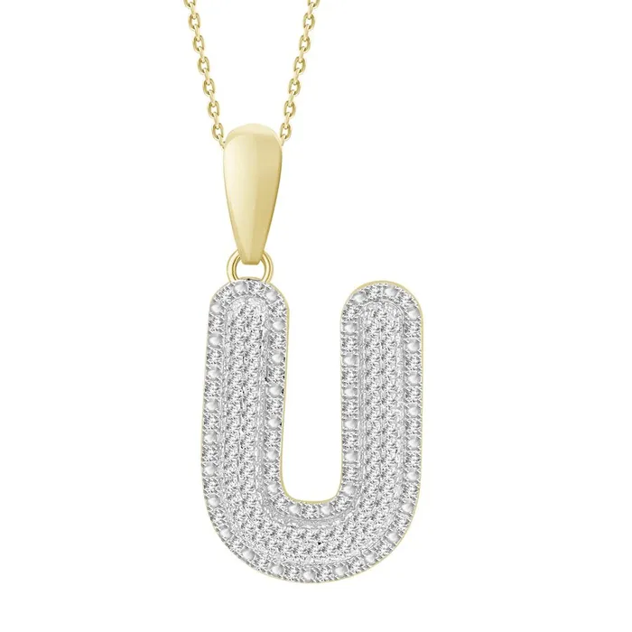 AV Charm Necklaces MENS CHARM 040CT ROUND DIAMOND 10K YELLOW GOLD