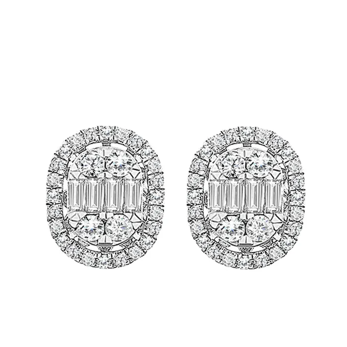AV Earrings LADIES EARRINGS 050CT ROUNDBAGUETTE DIAMOND 14K WHITE GOLD