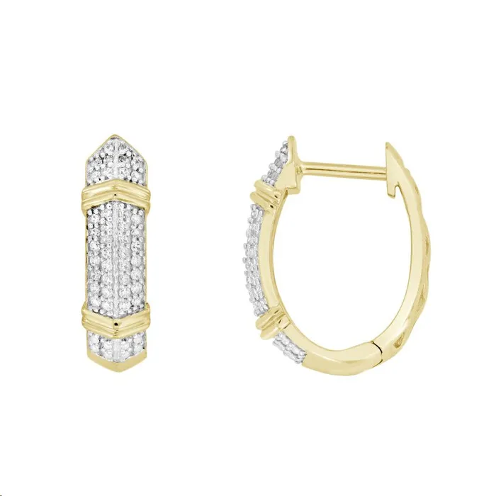 AV Earrings LADIES HOOPS EARRINGS 016CT ROUND DIAMOND 10K YELLOW GOLD
