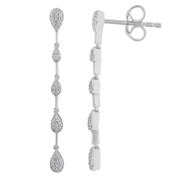 AV Earrings LADIES LINEAR EARRINGS 015CT ROUND DIAMOND 10K WHITE GOLD