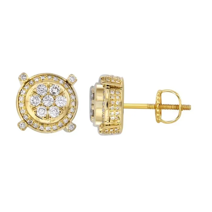 AV Earrings LADIES STUD EARRINGS 100CT ROUND DIAMOND 10K YELLOW GOLD