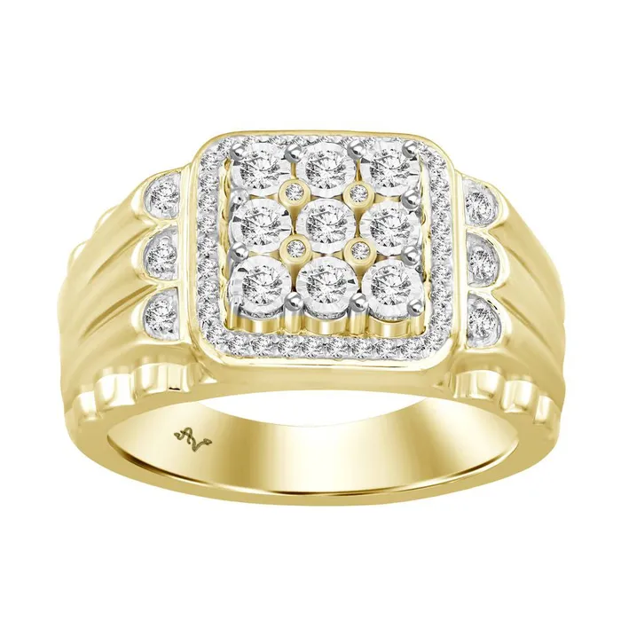 AV MENS RING 033CT ROUND DIAMOND 10K YELLOW GOLD Rings