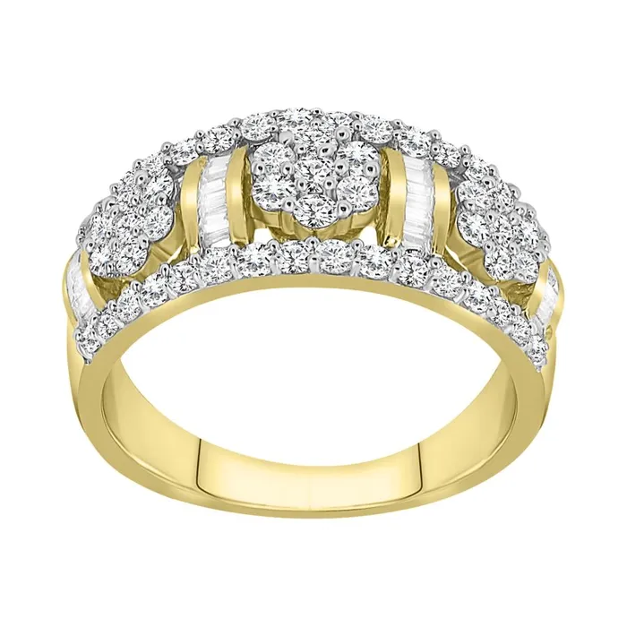 AV Rings LADIES BAND 100CT ROUNDBAGUETTE DIAMOND 10K YELLOW GOLD