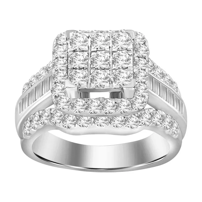 AV Rings LADIES RING 200CT ROUNDBAGUETTE DIAMOND 10K WHITE GOLD