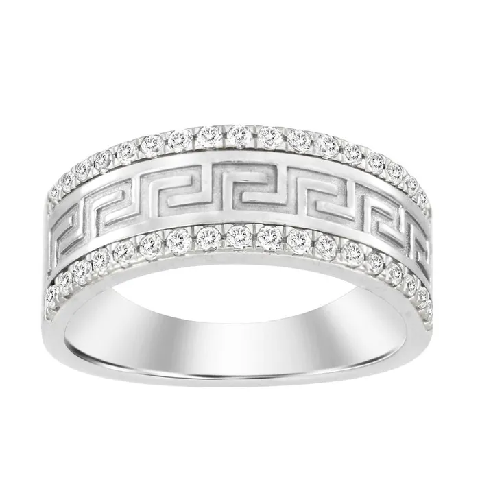 AV Rings MENS BAND 050CT ROUND DIAMOND 14K WHITE GOLD SI QUALITY