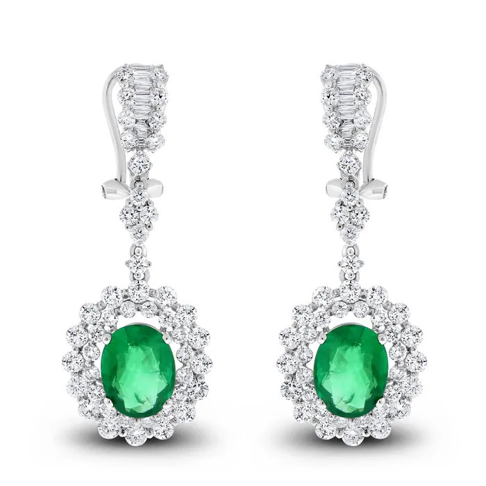 Beauvince Earrings Beauvince Gina Earrings 645 ct Emeralds Diamonds in White Gold Beauvince Earrings Beauvince Gina Earrings 645 ct Emeralds Diamonds in White Gold