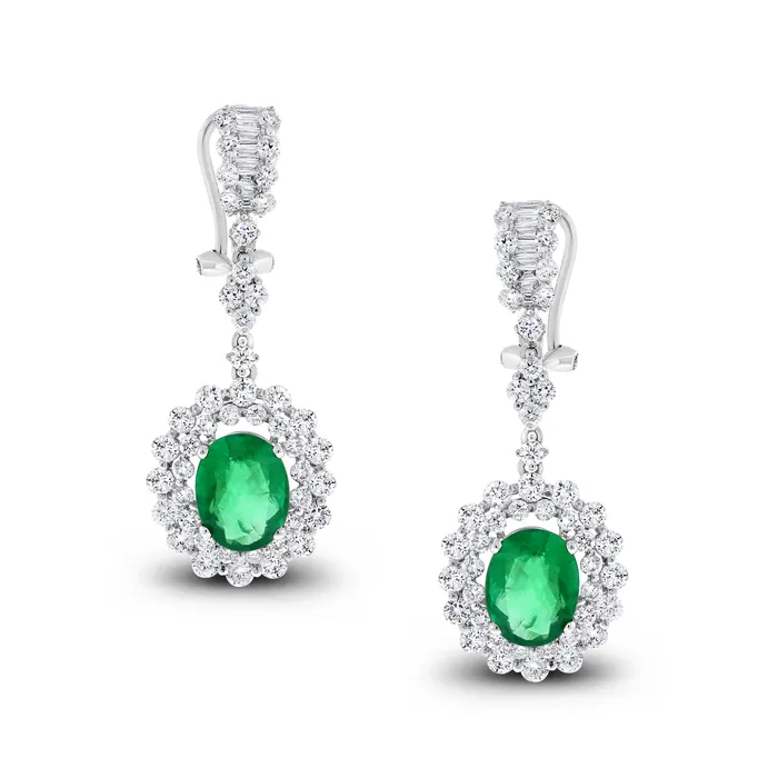 Beauvince Earrings Beauvince Gina Earrings 645 ct Emeralds Diamonds in White Gold