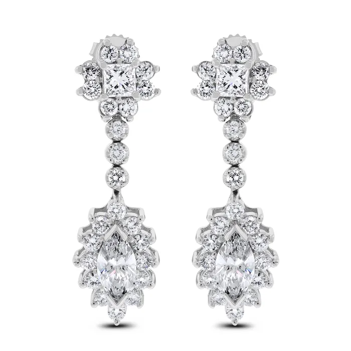 Beauvince Earrings Beauvince Princess Diamond Earrings 598 ct Diamonds in White Gold