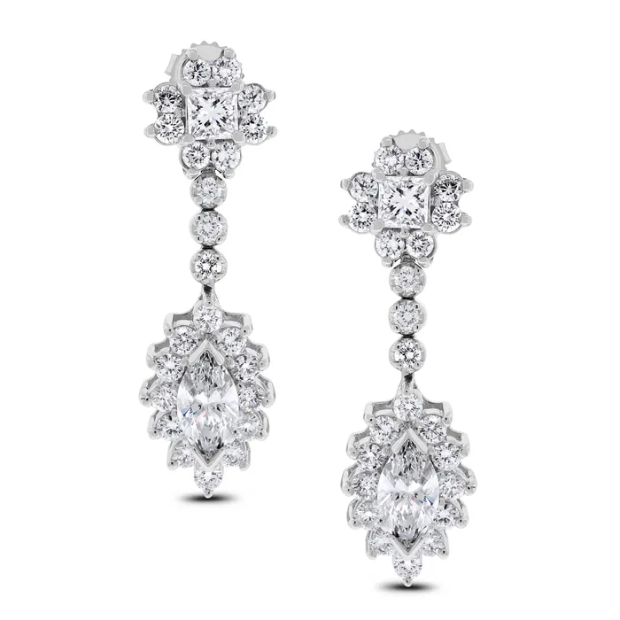 Beauvince Earrings Beauvince Princess Diamond Earrings 598 ct Diamonds in White Gold