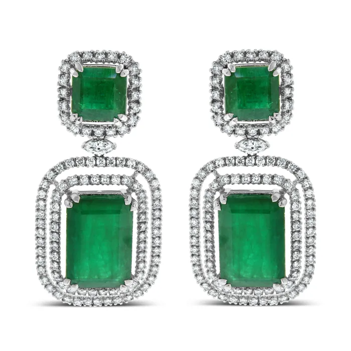 Beauvince Earrings Renee Emerald Diamond Earrings 2802 ct Gemstones in White Gold Beauvince Earrings Renee Emerald Diamond Earrings 2802 ct Gemstones in White Gold