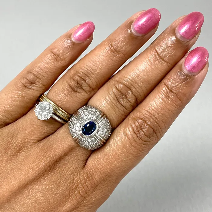 Beauvince Rings Starry Crossroads Diamond Sapphire Ring 360 ct Sapphire Diamonds in White Gold