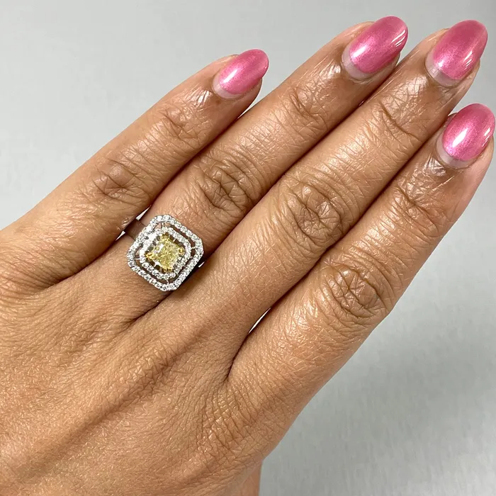 Beauvince Rings Summer Yellow White Diamond Ring 115 ct Diamonds in Gold
