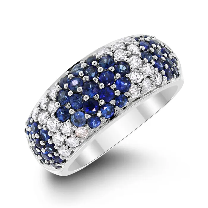 Beauvince Rings Tapestry Sapphire Diamond Band 217 ct Diamonds Sapphires in White Gold