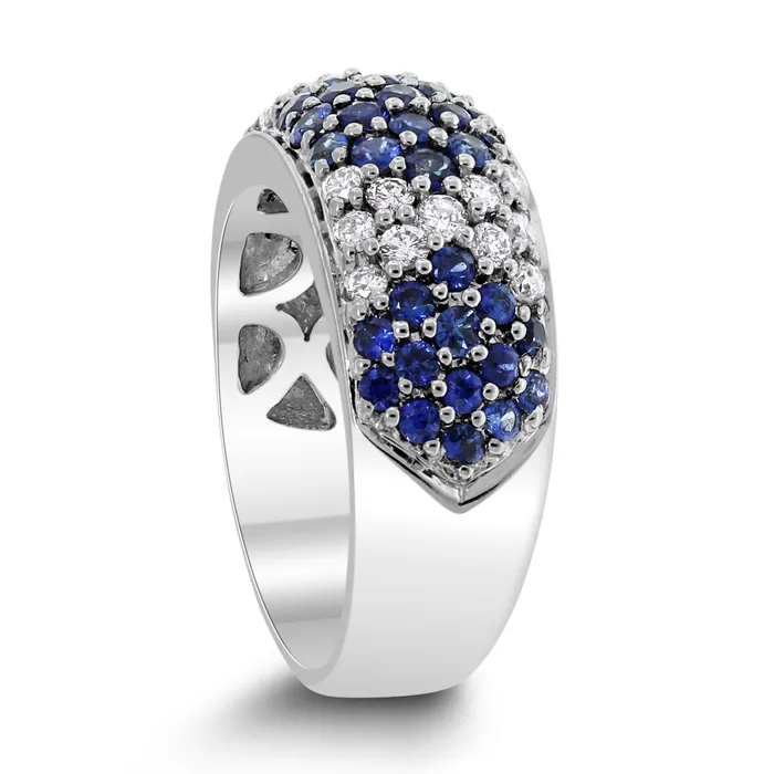 Beauvince Rings Tapestry Sapphire Diamond Band 217 ct Diamonds Sapphires in White Gold