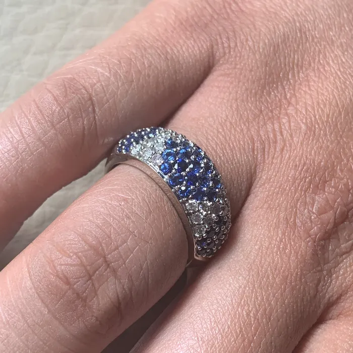 Beauvince Rings Tapestry Sapphire Diamond Band 217 ct Diamonds Sapphires in White Gold