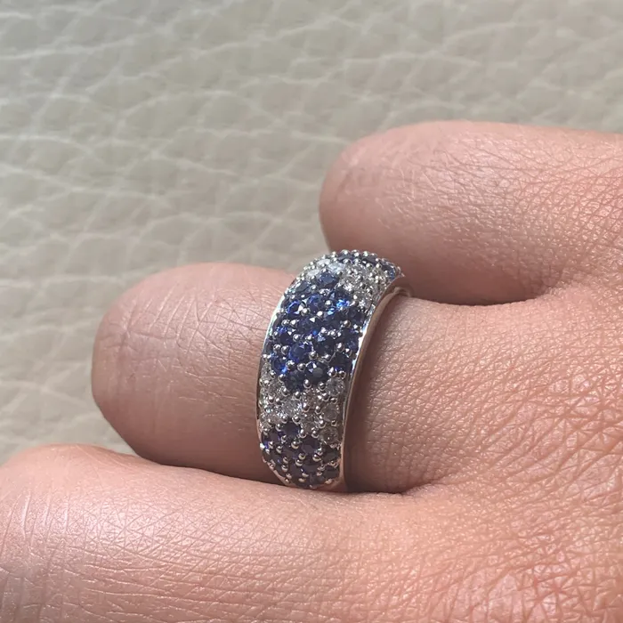 Beauvince Rings Tapestry Sapphire Diamond Band 217 ct Diamonds Sapphires in White Gold